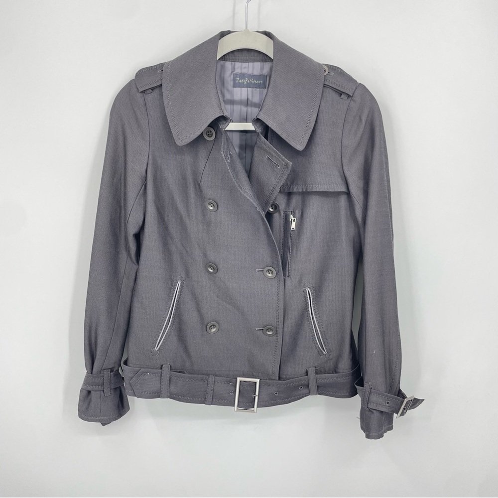 Zadig & Voltaire short trench coat double breasted belted Sz 36 US S